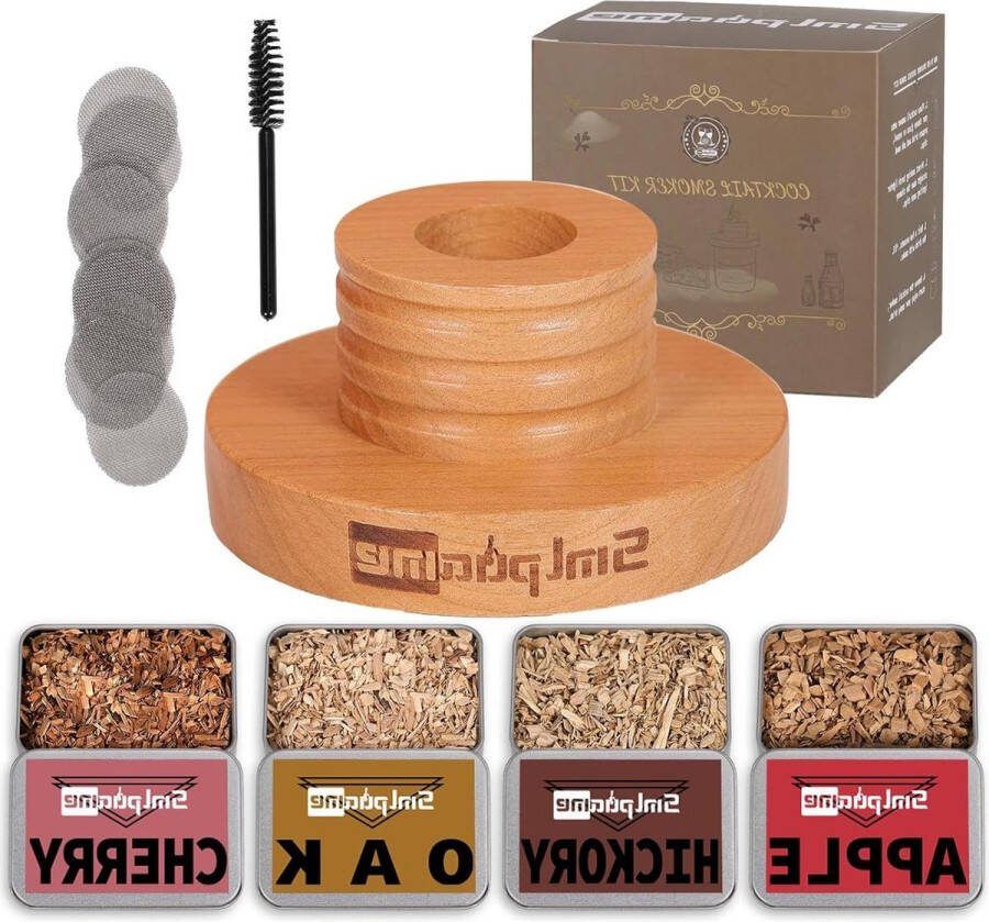Cocktailset ouderwetse rokerset met bourbon whiskydrank roker-infuser kit 4 smaken houtsnippers verjaardag Vaderdag geschenken voor echtgenoot mannen papa