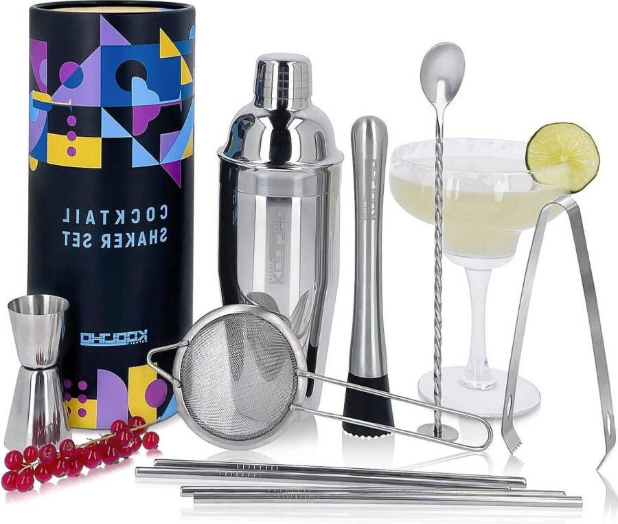 Cocktailset Personaliseerbaar| Cocktailshaker Cadeau| Perfect voor Cocktails Maken| Bar Maatbeker Lepel Stamper Zeef Ijstang Rietjes| Geschenkdoos voor Vrouwen en Mannen