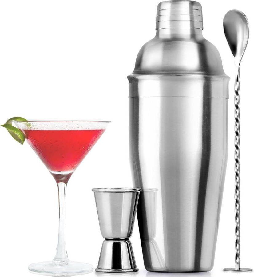 Cocktailset Roestvrij Staal Martini Shaker Set 750ml 24oz Ingebouwde Zeef Dubbelzijdige Jigger Combo Muddler Mixing Lepel-Mixed Drink Shaker-Pro Margarita mixer-By Zulay