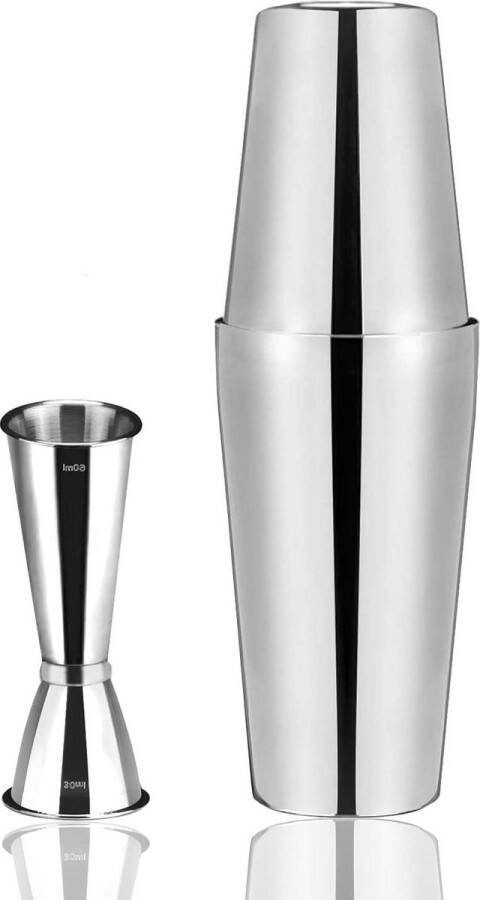 Cocktailset Shaker Boston 750 ml 600 ml roestvrij staal maatbeker 60 ml 30 ml interne meetlijnen tin-on tin jigger Japanse stijl
