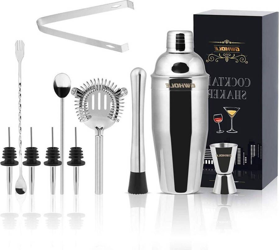Cocktailset Shaker Kit Cocktail Making Set met Recepten (e-Book) en geschenkdoos met elegante uitstraling