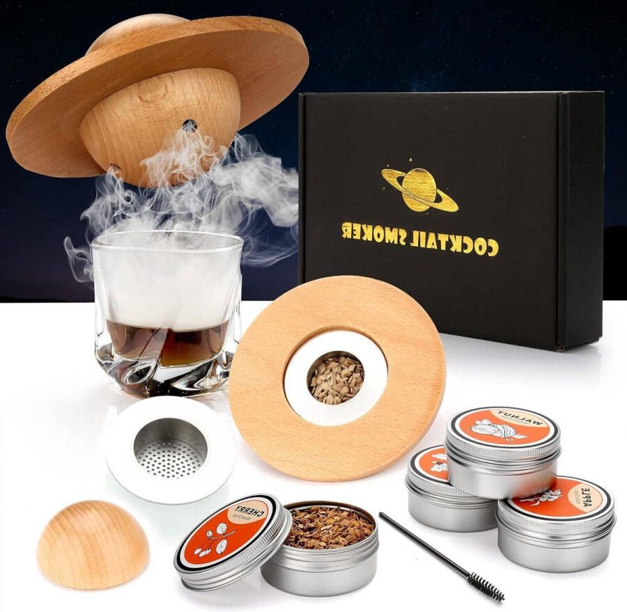 Cocktailset Smoker Kit houtsnippers ouderwetse whiskyroker drankenkit cocktails wijn whisky bourbon echtgenoot vader
