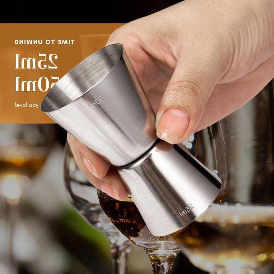Cocktailset Spirit Maatregelen 25ml 50ml Set 2Pack 304 RVS Jigger Spirit Maatregel Whisky Shot Maat voor Gin Alcohol Drank
