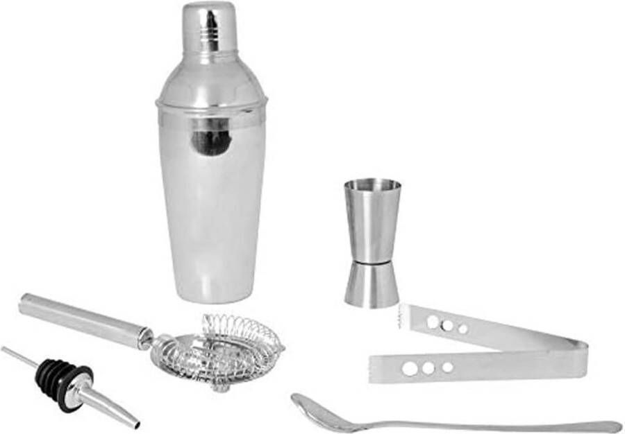 Cocktailset Stainless Steel Bar Tool Set with Cocktail Shaker and Peg Measurer Pack of 6 Pieces