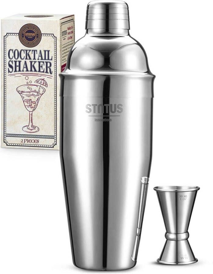 Cocktailshaker 750 ml met jigger Roestvrij staal Baraccessoires cocktailset Cadeauset 2 stuks
