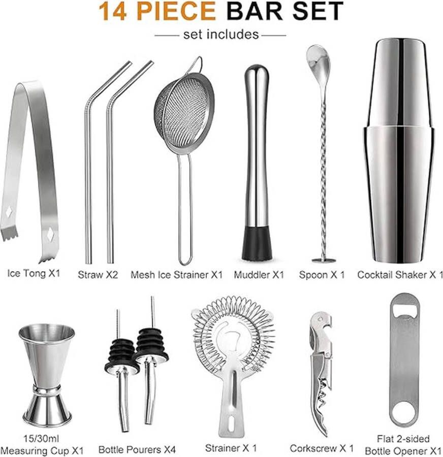 Cocktailshaker set Premium cocktailshakerset 15