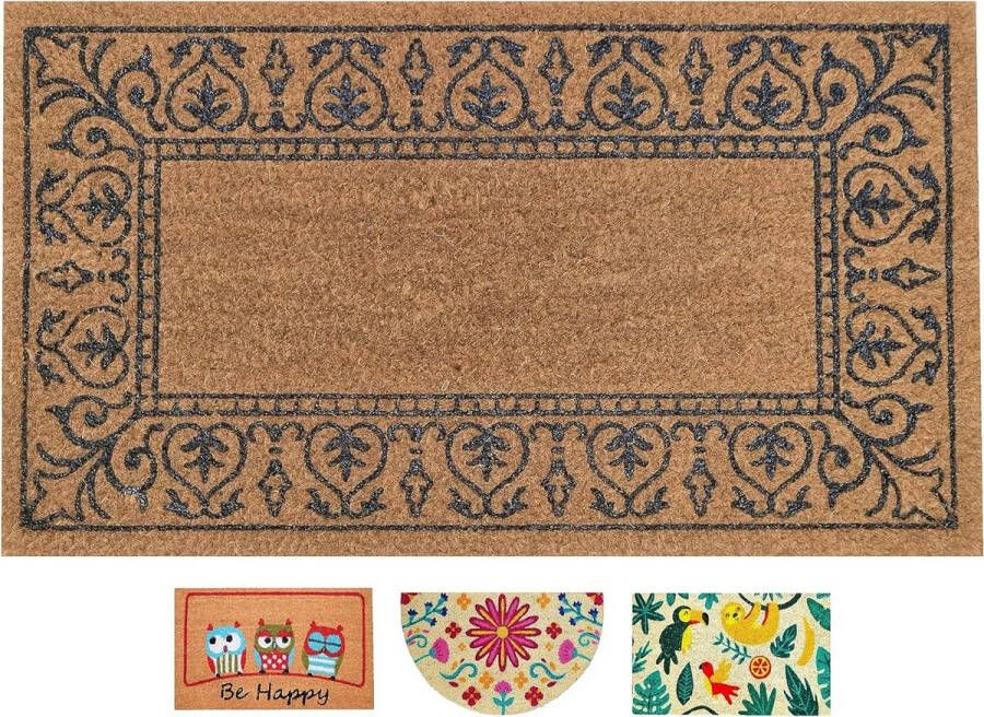 Coconut Doormat for Outdoor and Indoor Use Representative and Decorative Dirt Trapper Mat for Your Front Door Washable Dirt Trapper Mat with Non-Slip PVC Doormat 40 x 70 cm (Classic)