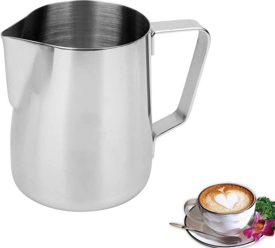 Coffee Barista Melkkannetje van roestvrij staal perfect voor het maken van melkschuim universele kan melkopschuimen voor cappuccino en laatté (ondekt 600 ml)