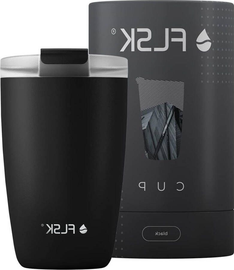 Coffee to go beker van roestvrij staal (350 ml) herbruikbare beker voor onderweg lekvrij isolatiebeker zwart