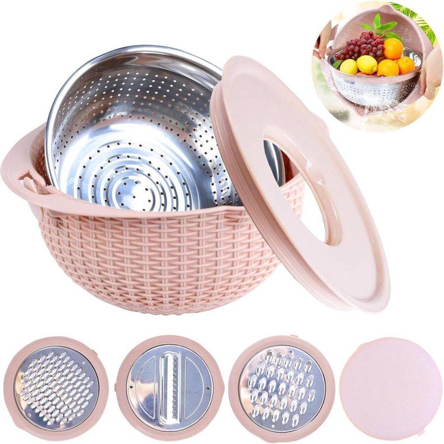Colander met mengkom keukengerei voor het wassen snijden en kneden slaspinner zeef en levensmiddelzeef fruitreiniger slakommen ideaal voor woningen huizen en keukens