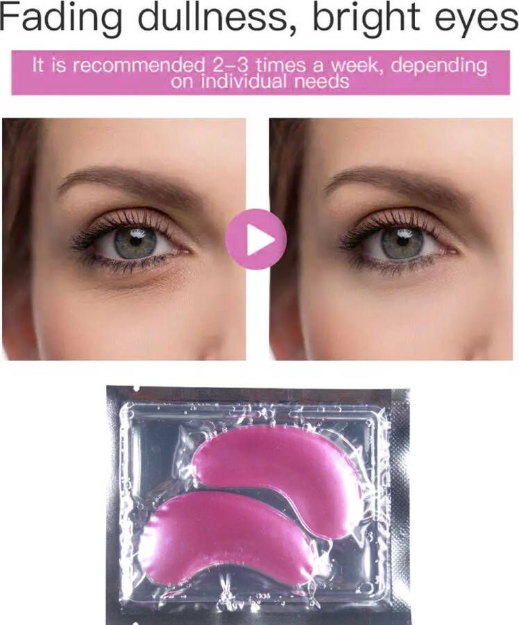 Collageen oogmasker Roze- Gezichtsmaskers strips Crystal Collagen Roze Powder Wallen wegwerken Verhelpt wallen en donkere kringen onder de ogen- Hydraterend 20st 10 paar