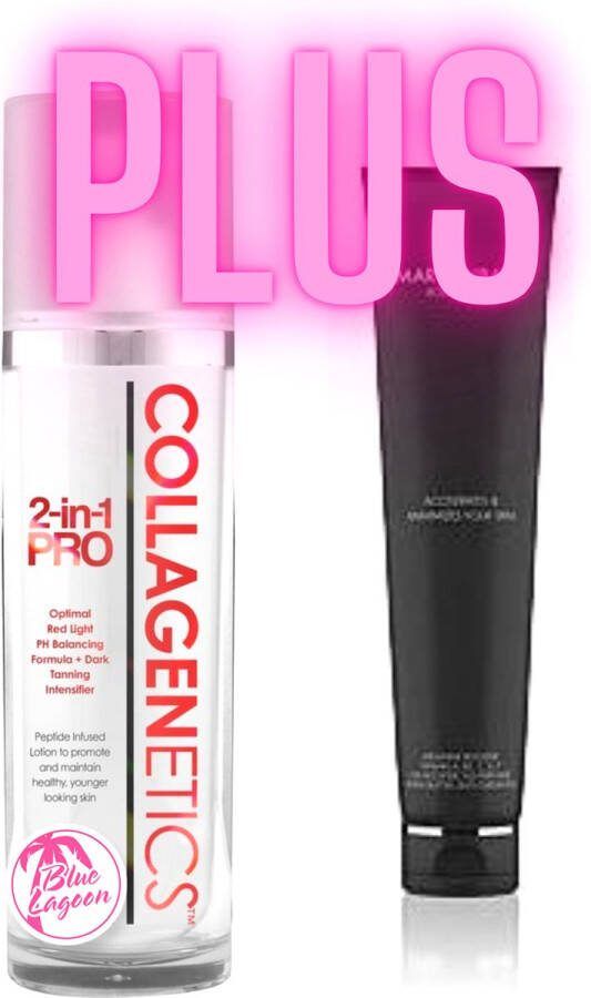 Collagenetics 2 in 1 lotion pro Zonnebankcreme 210 ml plus Luxe Bodylotion t.w.v. € 40 exclusief bij Zonnestudio Blue Lagoon