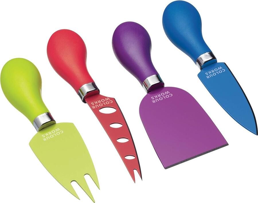 Colourworks kaasmes set rvs meerkleurig 24.5 x 18.5 x 3 cm 4-eenheden