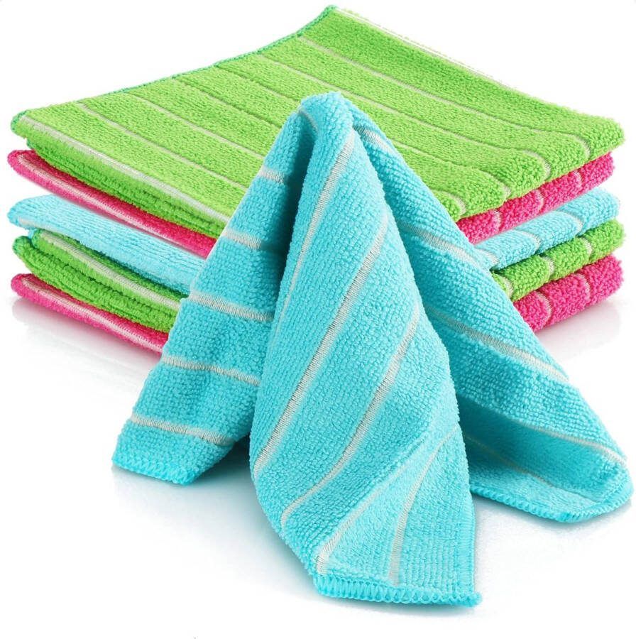COM-FOUR 6x microvezeldoek zachte droogdoek voor autoverzorging schoonmaakdoek voor huishoudelijk gebruik gemaakt van microvezel schoonmaakdoek voor glas (blauw groen roze sterk)