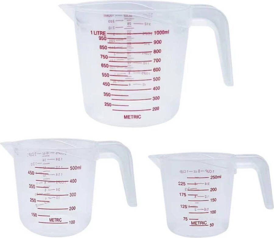 Combi-deal: Maatbeker 250ml 500ml 1 liter plastic cocktail glas klein
