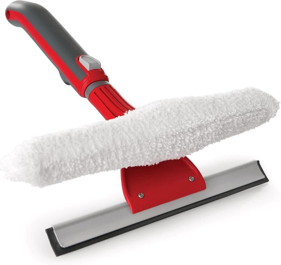 Combinatiewisser met handgreep Raamwisser en wisser gecombineerd met verwijderbare wasbare dweiltegels rood