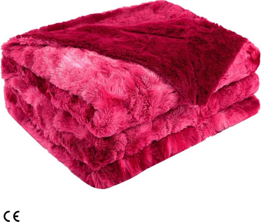 Comfort Luxe Imitatiebont Plaid Zacht en Pluizig Fleece Plaid Plaids Knuffeldeken voor Bank en Bed 150 x 200 cm Rood