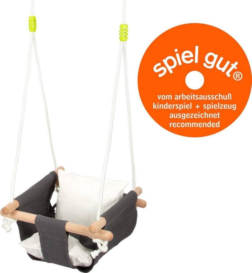 Comfortabele babyschommel van hout en stof in lengte verstelbare touwen voor binnen en buiten