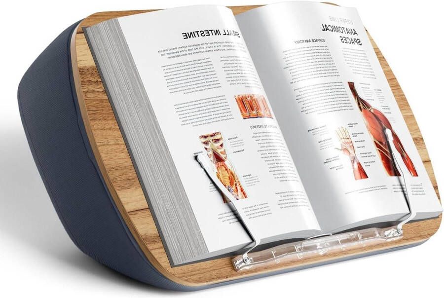 Comfortabele zitzak boekenstandaard voor lezen kussenboekhouder voor bank grijs