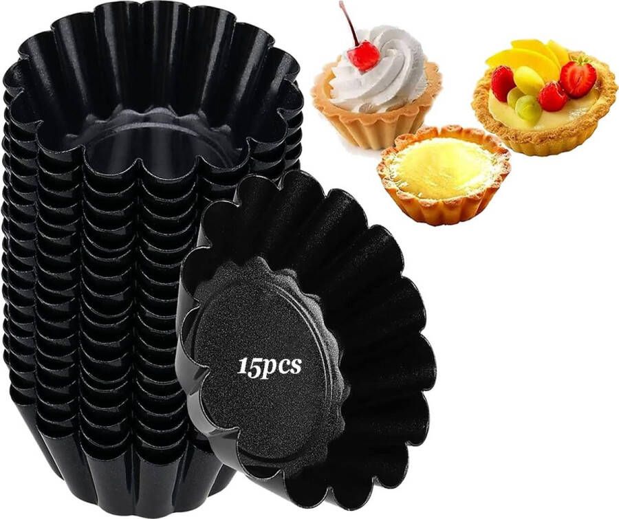 Comius Scherpe Muffinvorm Pak van 15 Mini Taartvormen Gemaakt van Koolstofstaal Cakevormen Anti-aanbak Muffinvormen Koolstofstaal Tartelettevormen Herbruikbaar