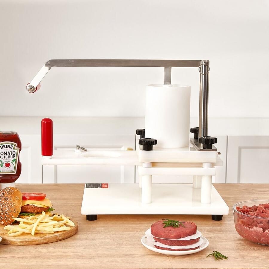 Commerciële Hamburgermaker 545 x 300 x 413 mm Commerciële Hamburgerpers 8 5 kg Commerciële Hamburger Druk Gemaakt van Veiligheid PE-materiaal met een Grote Vultrechter met een Hoogte van 160 mm