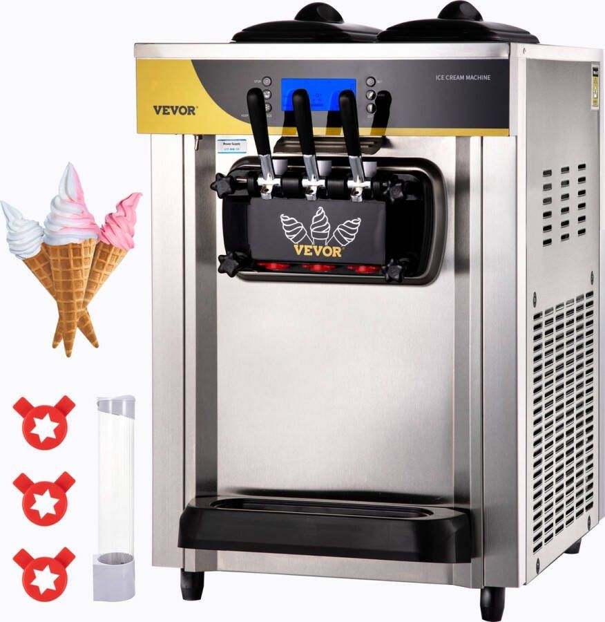 Commerciële Softijsmachine IJsmaker IJs 3 Smaken 22-30L H