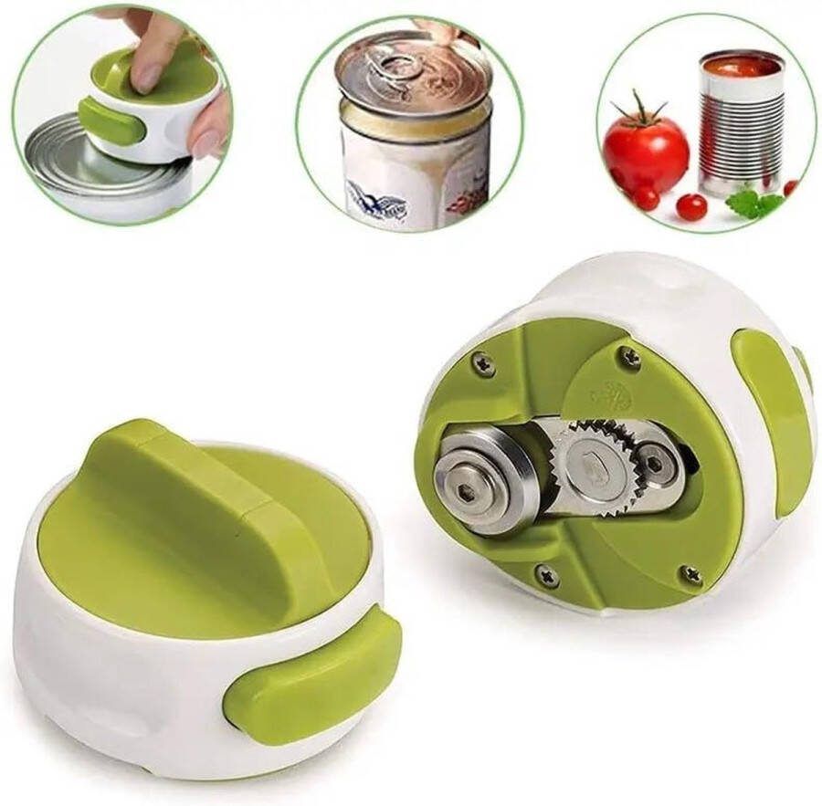 Compacte blikopener Handleiding Draagbaar Blikopener Easy Twist Release Handleiding Roestvrijstalen Keukengadget Voor lle blikken te openen 1Stuks(Groen)
