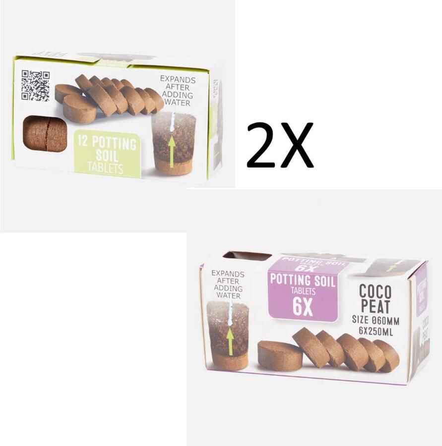 Compacte kokos potgrond Voordeelverpakking 12stuks x 250 cm³ of 24stuks x 125 cm³ + Gratis Garden Touch tuinhandschoenen