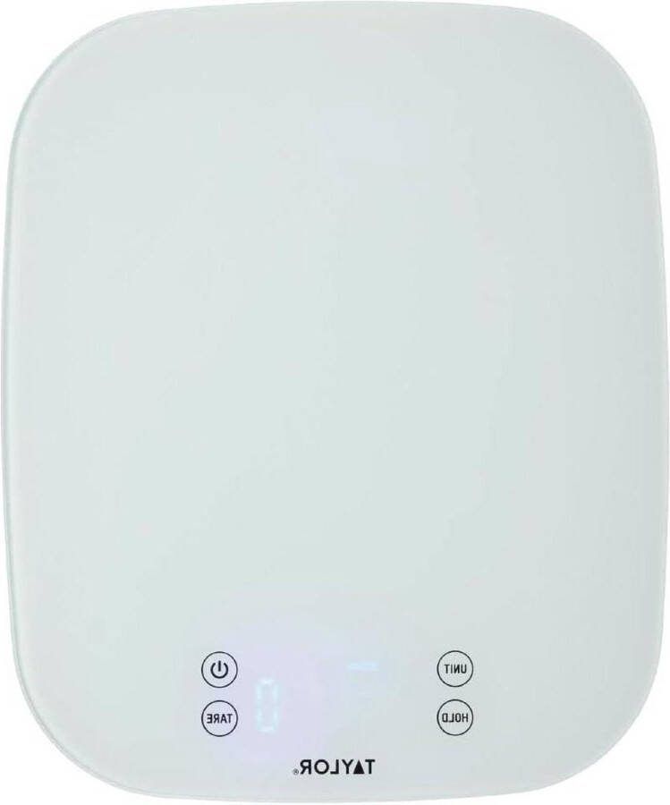 Compacte professionele digitale keukenweegschaal wit glas waterdicht ontwerp tarrafunctie 14 kg 14 l inhoud