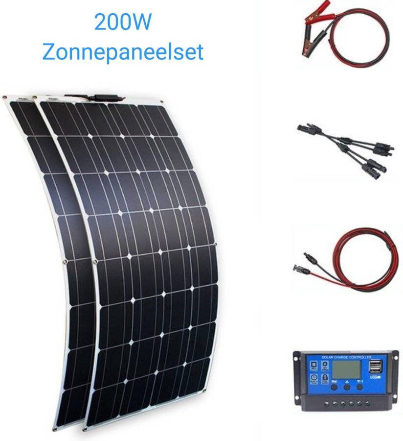 Compleet 200W zonnepanelen pakket Plug and Play voor Camper Boot Caravan Schuur Aan te sluiten op accu