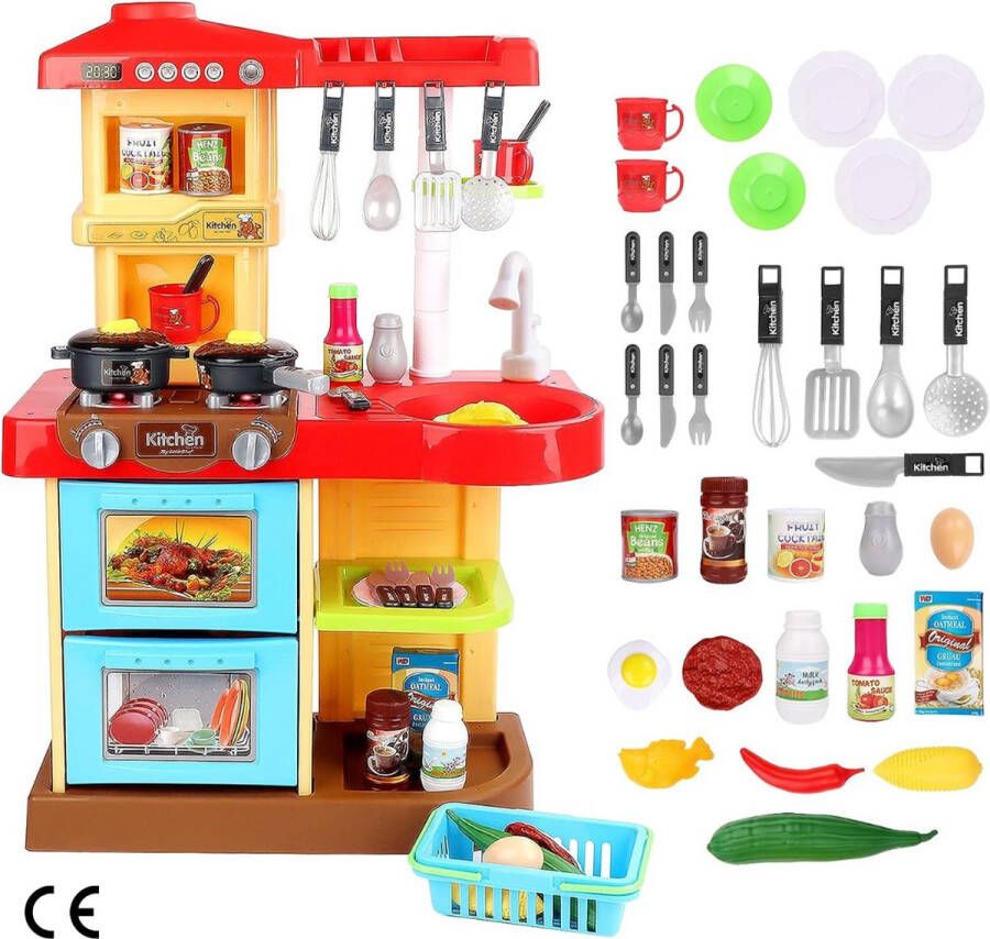 Complete Kinderkeukenspeelset 'My Little Chef' met 30 Accessoires pannen keukengerei set Speelkeuken van kunststof Keukenset voor kinderen vanaf 3 jaar Rood