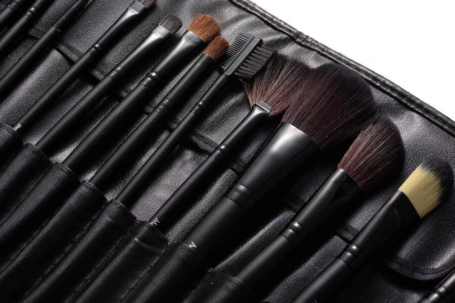 Complete Make-up koffer 24 Stuks Natuurlijke Haar Professionele Make-up Kwastenset Reisset Met Koffer Zwart Complete Make up koffer
