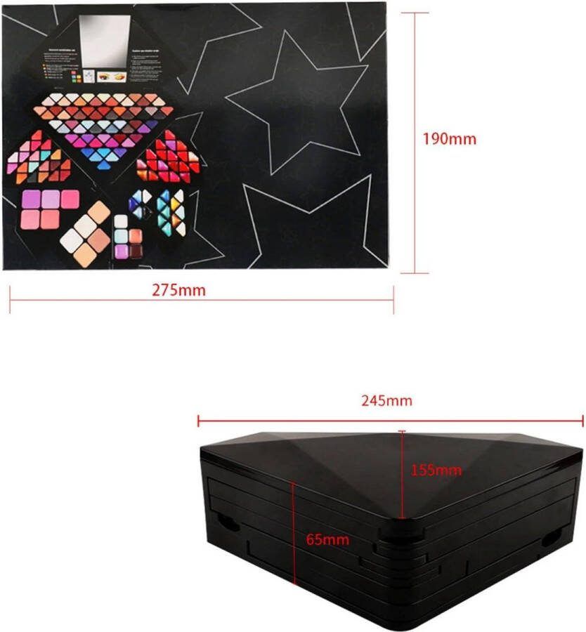 Complete Make-up koffer Cosmetica schoonheid make-up koffer met mat glitter oogschaduw Voor dames Complete Make up koffer