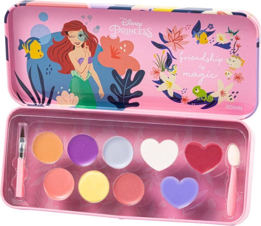 Complete Make-up koffer Disney Princess Adventure Color Tin Lippen & Gezicht Make-up Cadeauset Lipgloss & Glanscrèmes Prinsessenlook Make-up Applicator Complete Make up koffer