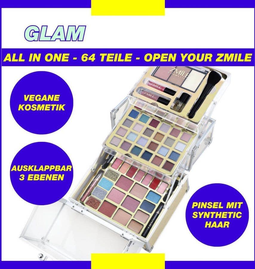 Complete Make up koffer Glam goud Complete Make up koffer
