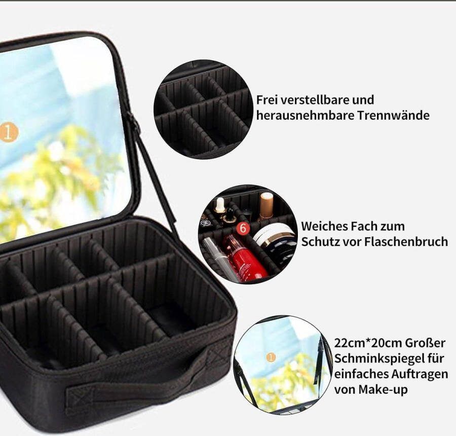 Complete Make-up koffer Grehge Cosmetic Bag Makeup Bag with Large Mirror Separable Makeup Bag Travel Toiletry Bag Organiser with Cosmetic Mirror for On the Go (Pink Small) black Multifunctional Complete Make up koffer