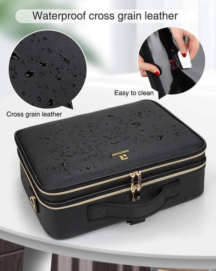 Complete make-up koffer grote make-uptas draagbare reis cosmeticakoffer professionele make-up organizer beautycase make-up tas voor visagisten 15.8inch Kunstleder Complete Make up koffer