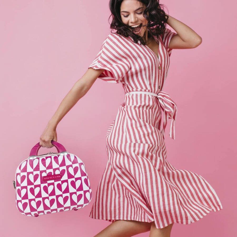 Complete Make-up koffer Toilettas Stijve reistas Duurzame en lichtgewicht Schoonheidskoffer Make-up Organizer ABS-bestendig Jeugdvolle Make-up Koffer Meisje Handbagage Cosmetische Case Fuchsia. Complete Make up koffer