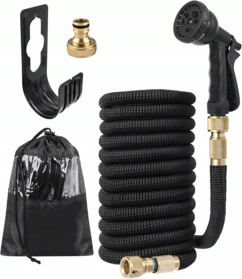 Swinn Complete Set Tuinslang 15 Meter Tuinslang met 8 Koppelstukken Incl ophang haak en zak Flexibel Flexibele tuinslang Flexibele tuinslang 15 meter
