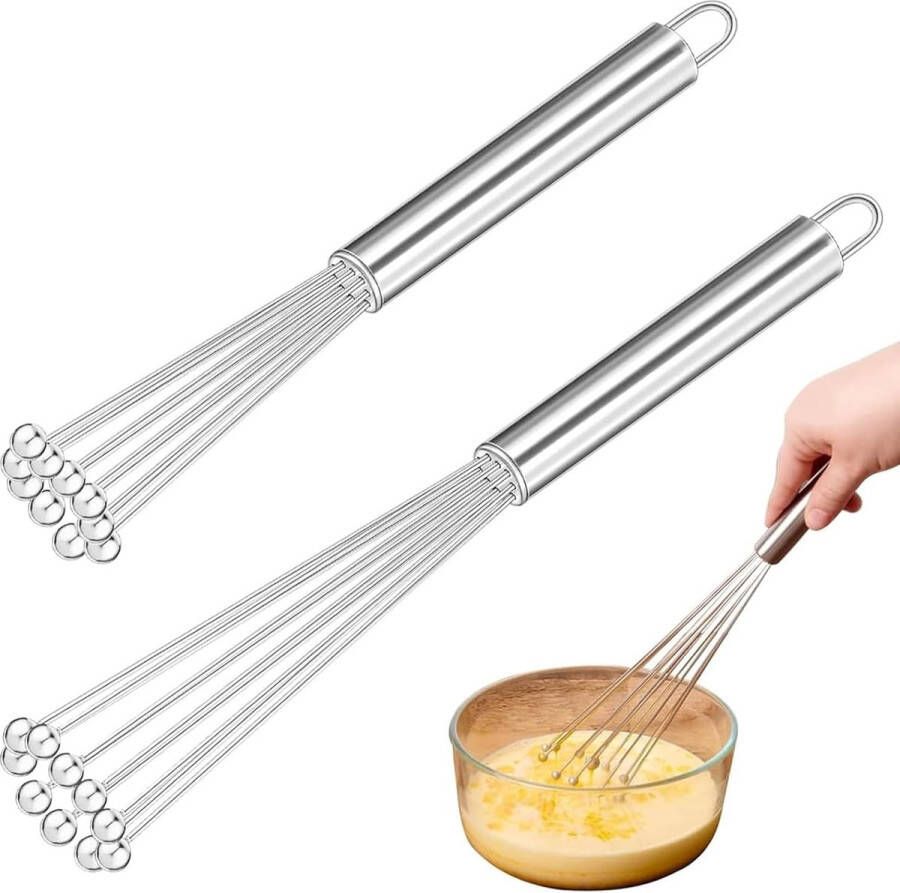 Complete Set van 2 Roestvrijstalen Garde voor Koken Mixen en Kloppen
