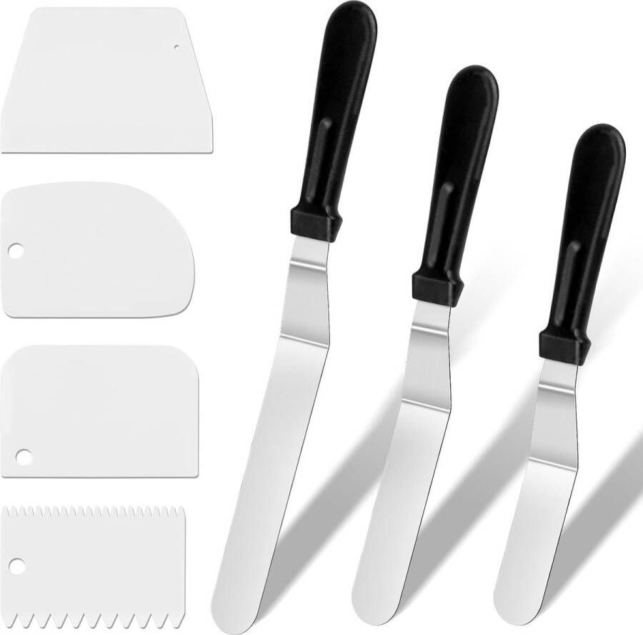 Complete Set van 3 Icing Spatels met 4 Stuks Taartgladstrijker
