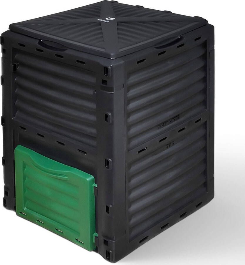 Compostbak voor de tuin 300 l hoogwaardige kwaliteit compostcontainer voor tuin afval compostcontainer van polypropyleen stootvast en uv-bestendig zwart groen