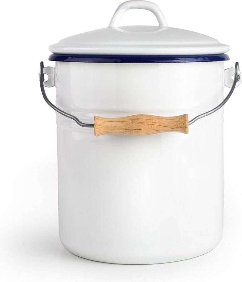 Compostemmer wit met deksel 6 liter