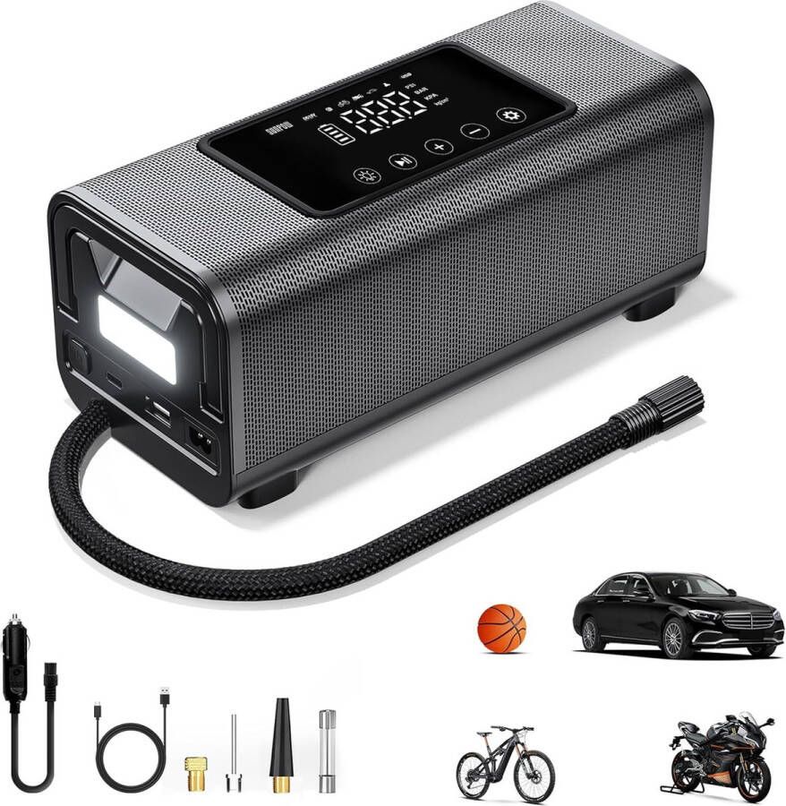 Compressor Bandenpomp Draagbare luchtcompressor 12V Elektrische Bandenpomp Fiets Auto Motor Bal Luchtbed Tire Inflator Portable Air Compressor