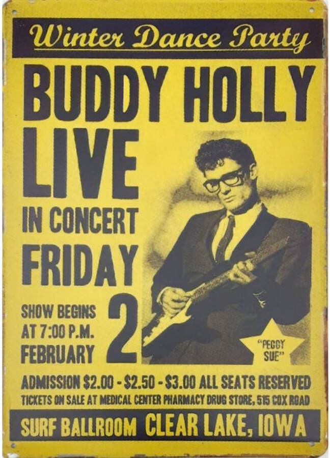 Concert Bord Wandbord Buddy Holly Live In Concert