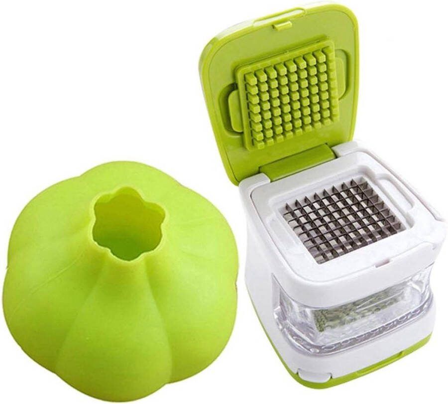Condello Casa Keuken Voedselhulp Knoflook Gember Master Snijmachine Kunststof RVS Kubuspers Snijder Vleesmolen Chopper Crusher Rasp Grinder Twister Siliconen Dunschiller Gadget Groen Gereedschap