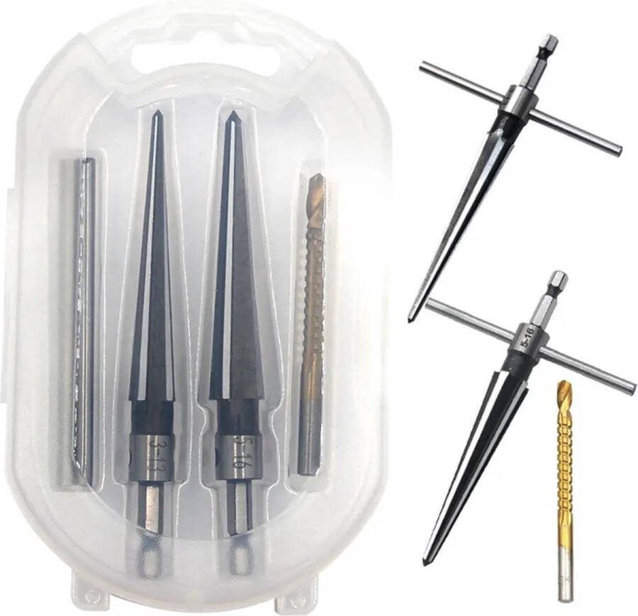 Conische boor Kegelboor 5-delig Conische ruimer Conische plaatfrezen Kegelfrees Handruimers Boren T-vormige handgreep Boorgaten HEX-aansluiting