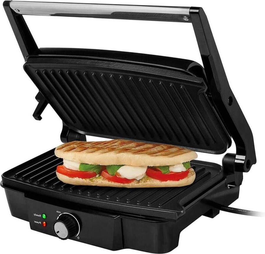 Contactgrill Regelbare thermostaat 180⁰ te openen RVS Voor professioneel gebruik