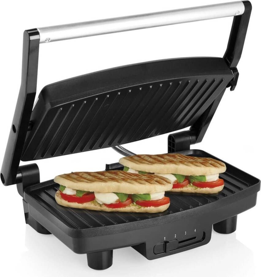 Contactgrill Tosti IJzer Panini Grill Anti Aanbaklaag 1500W Zwart