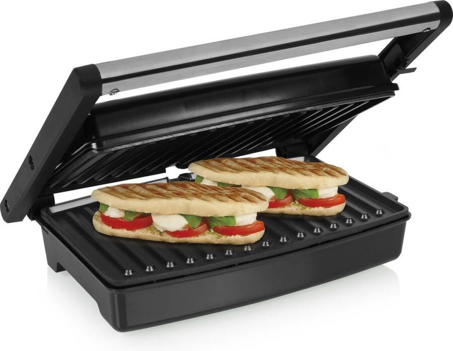 Contactgrill Tosti IJzer Panini Grill Anti Aanbaklaag 1500W Zwart